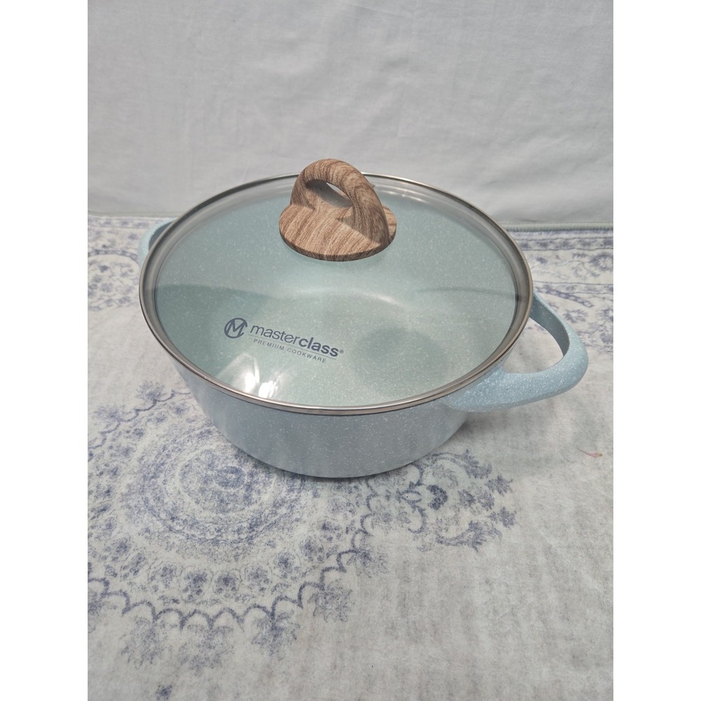 Masterclass Premium Cookware Collection 8" Green Casserole Pan Pot w/ Lid 2.4 qt
